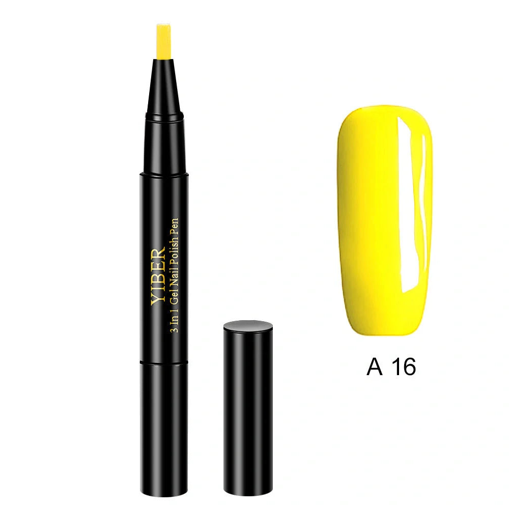 3-in-1 Gel Nail Varnish Pen with Glitter for easy one-step nail art