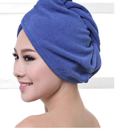 Luxury microfibre hair drying cap with absorbent and quick-drying properties, available in various colours
