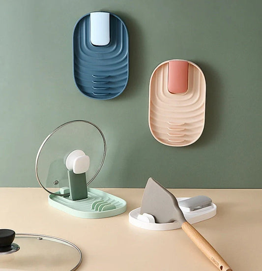Nordic Pan Cover Storage Rack in Nordic Green, foldable and wall-mounted for kitchen organisation