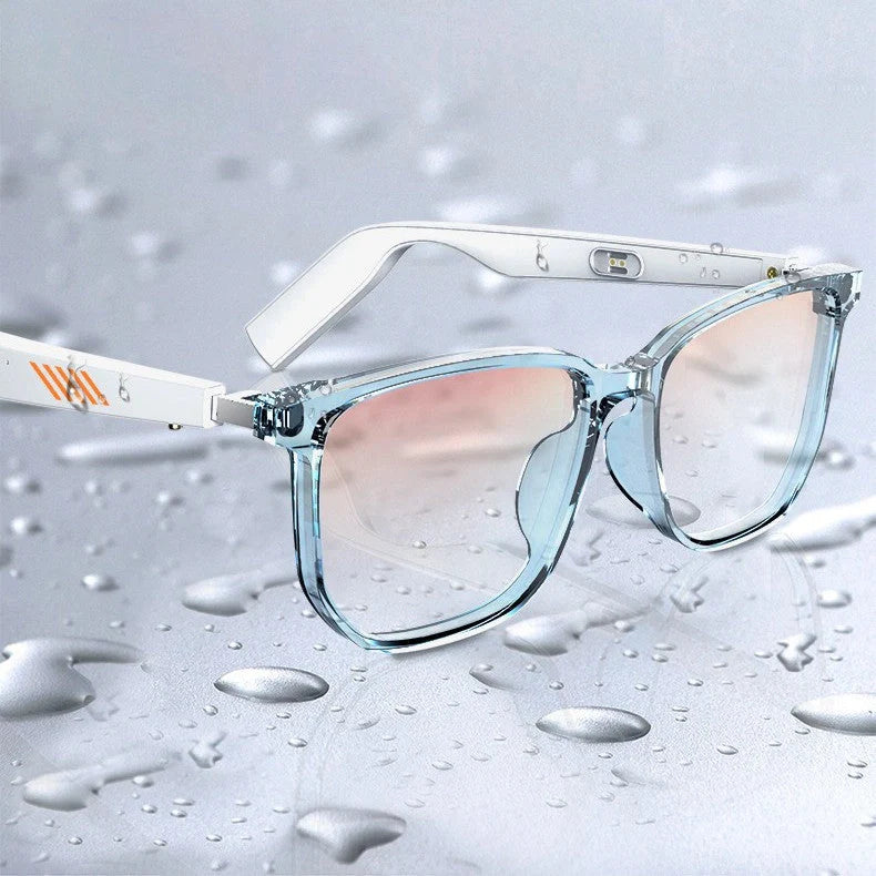 Bluetooth Smart Glasses with voice call and anti-blue light technology in white
