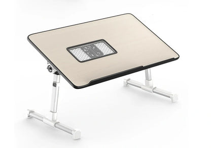 Adjustable laptop desk stand with foldable design for bed or standing use