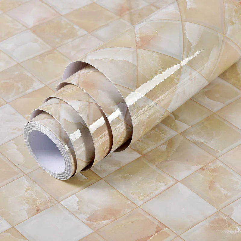 Elegant marble effect wallpaper for kitchen and bathroom renovation