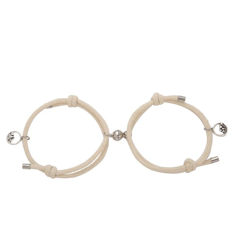 Magnetic Couple's Bracelet Set with adjustable alloy design, symbolising eternal love and connection.