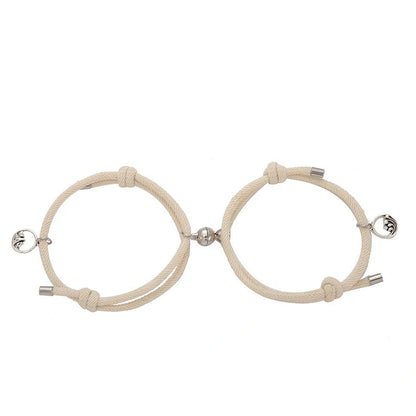 Magnetic Couple's Bracelet Set with adjustable alloy design, symbolising eternal love and connection.
