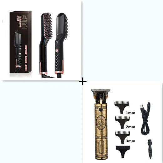 Electric straightening hair comb with ceramic coating and dual temperature settings