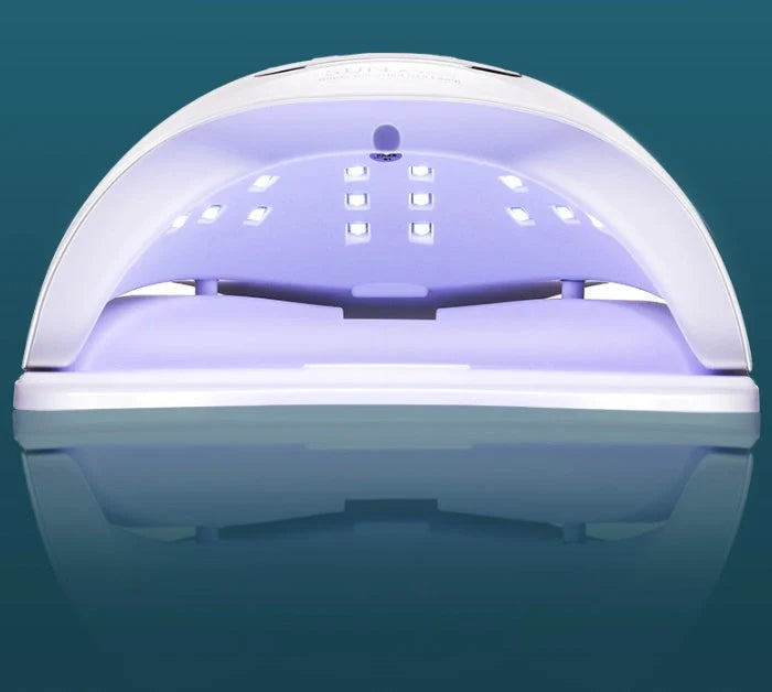 White dual UV/LED quick-drying nail polish lamp with adjustable settings