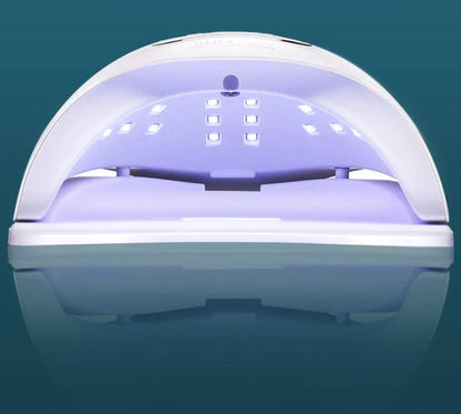 White dual UV/LED quick-drying nail polish lamp with adjustable settings