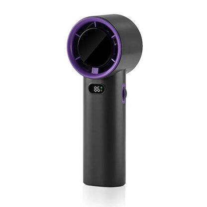 Stylish USB rechargeable handheld mini fan in black and gunmetal grey