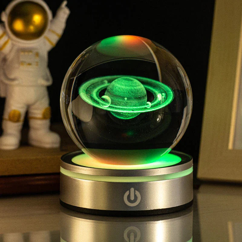 Captivating 3D crystal night lamp with intricate patterns and warm, soothing LED illumination for enchanting home decor