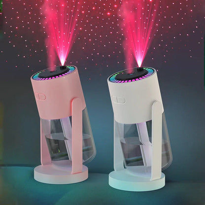 Stylish starry sky projection humidifier with LED light, creating a dreamy atmosphere while effectively enhancing indoor air quality
