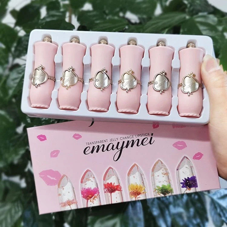 Jelly Flower Lipstick Set with 6 colour-changing lip glosses