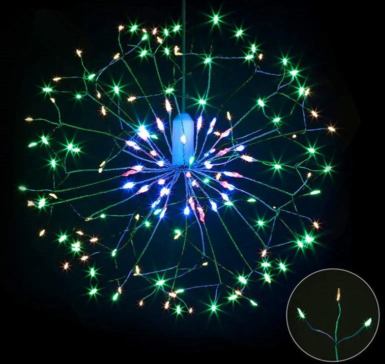 Enchanting copper wire fireworks lights with a dazzling array of colors, perfect for festive celebrations and holiday decorations