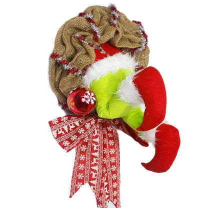 Christmas Thief Burlap Wreath with Santa Legs decoration
