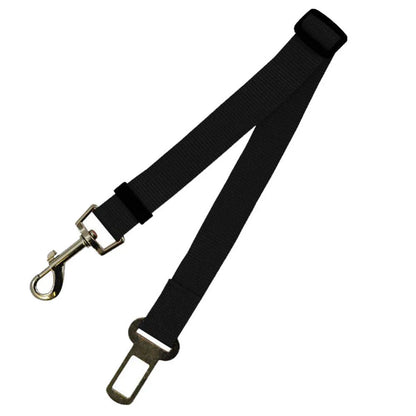 Adjustable dog seatbelt made of durable nylon material with heavy-duty hardware for secure pet travel