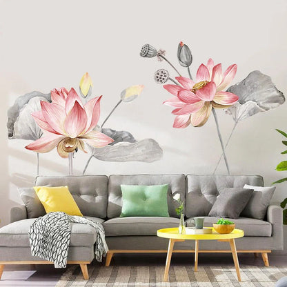 Nordic blue flower PVC wall stickers for elegant home decoration