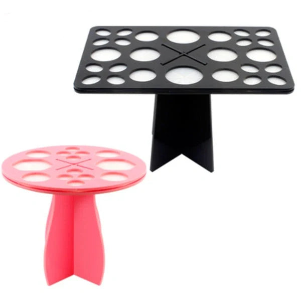 14-hole makeup brush holder in various colours for organising and drying brushes