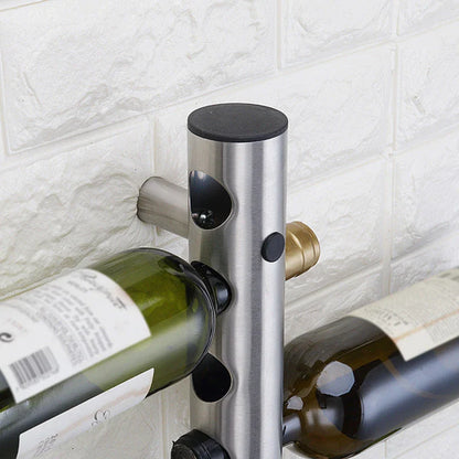 Stylish wall-mounted wine rack made of stainless steel, holding 8 or 12 bottles for elegant wine storage and display
