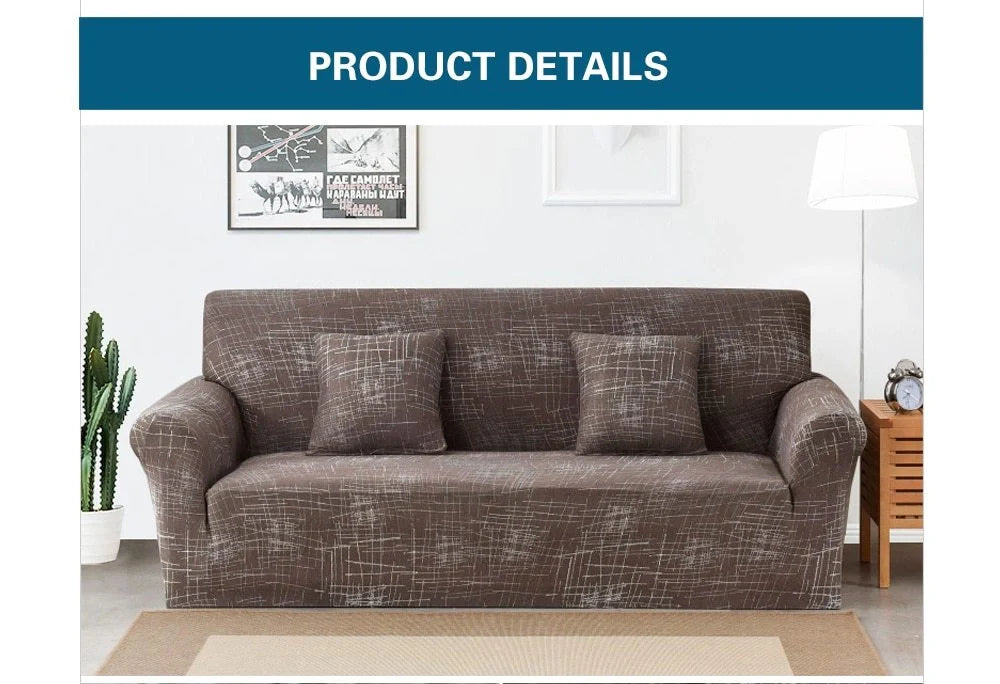 Elastic sofa cover in navy blue with high-density fabric protection