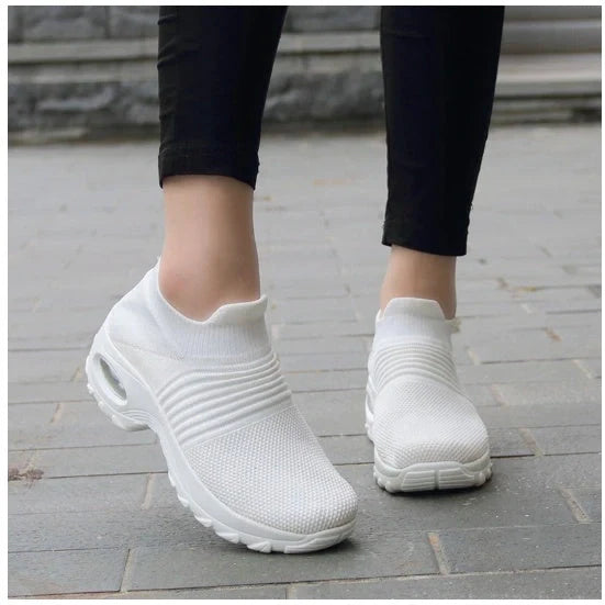 Stylish Korean mesh dancing shoes with wedge heel, available in multiple colours