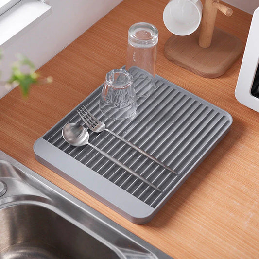 Sleek and modern dish draining tray with two-part design for efficient kitchen organisation