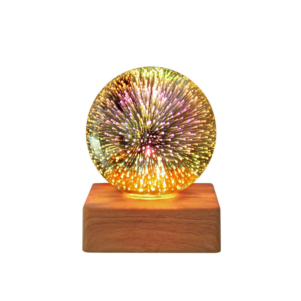 USB 3D Firework Crystals Ball Night Light with starry sky effect