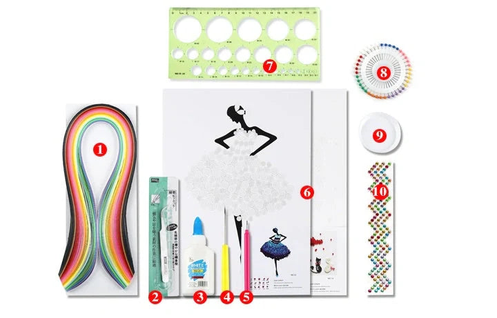 Premium DIY Quill Art Craft Kit with multicoloured paper strips and essential tools for paper quilling