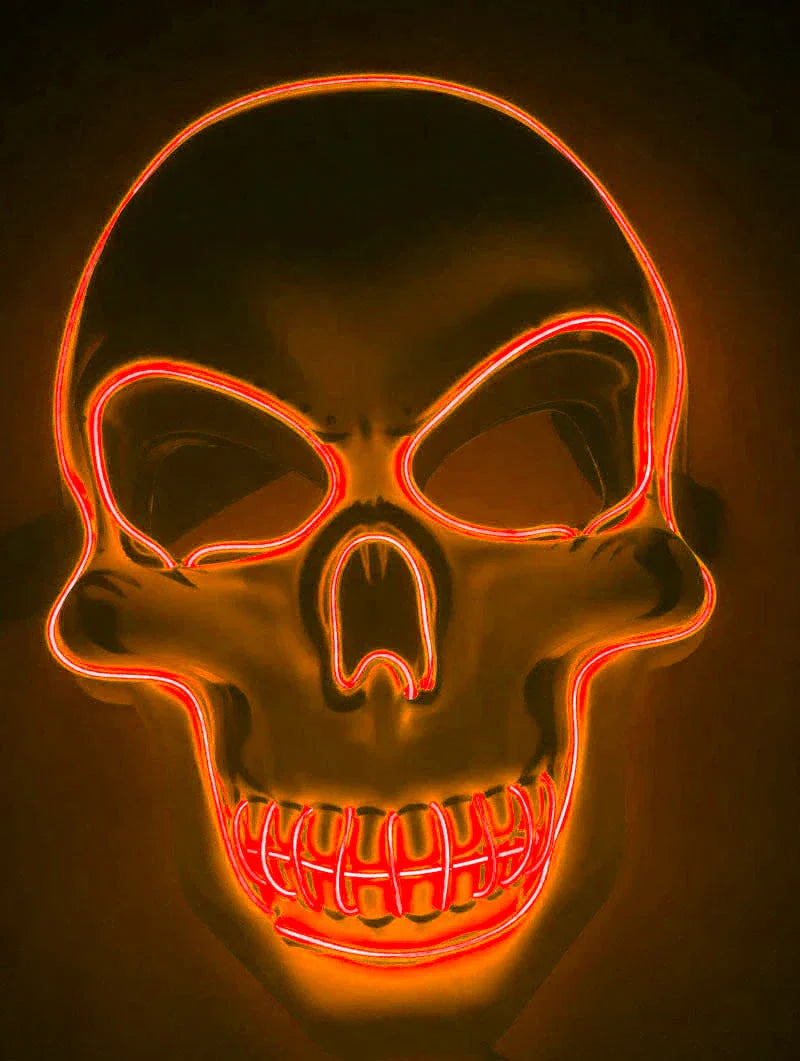 Spooktacular LED Skeleton Mask in a variety of vibrant colours, featuring four lighting modes for the perfect eerie ambiance