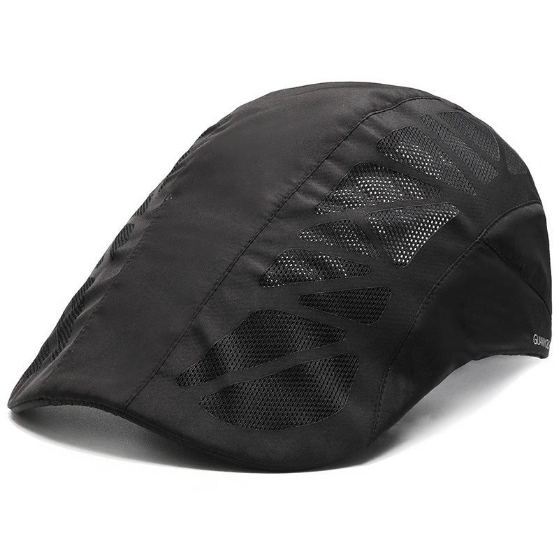 Breathable mesh beret hat in black, grey, dark grey, and navy blue for summer wear