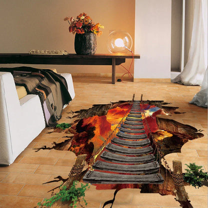Vibrant 3D wall sticker featuring a creative cosmic design with planets, suspension bridge, and space elements