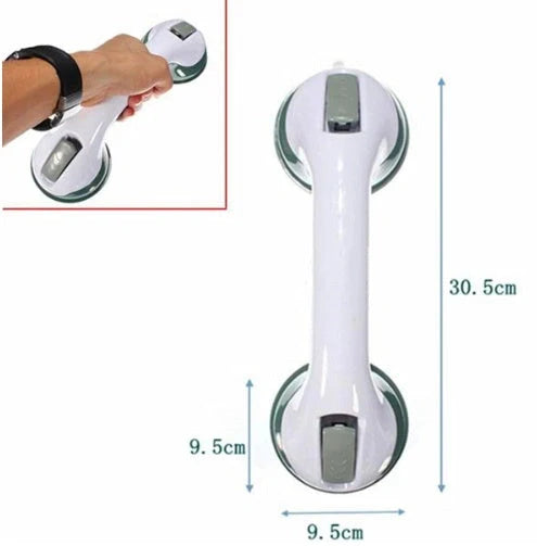 Durable ABS plastic bathroom handrail with suction cups for anti-skid safety support