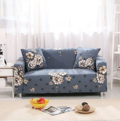 Elastic sofa cover in navy blue with high-density fabric protection