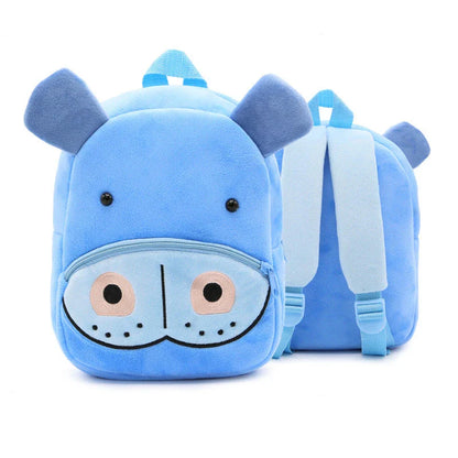 Adorable plush backpacks featuring various animal designs, perfect for primary school children