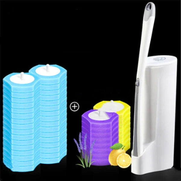 Premium disposable toilet brush with plastic, sponge, and scratch-resistant cloth for effective and hygienic bathroom cleaning