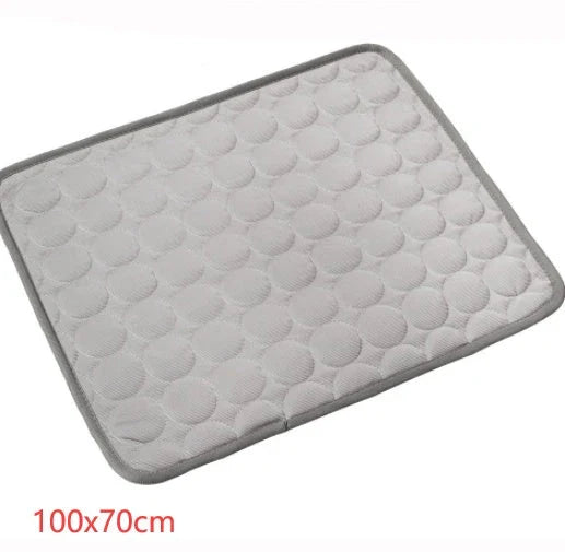Premium pet cooling pad made with cold silk and breathable mesh to keep your furry friend comfortable in the summer heat