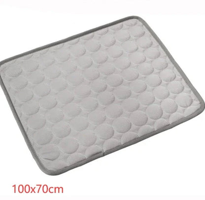 Premium pet cooling pad made with cold silk and breathable mesh to keep your furry friend comfortable in the summer heat