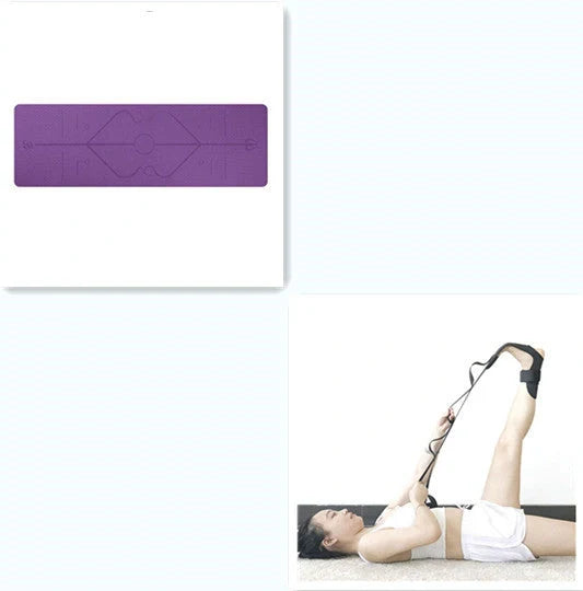 Non-slip TPE yoga mat with position lines for beginners, available in multiple colors