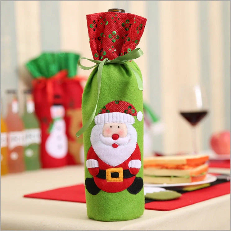 Festive Christmas wine bottle socks in vibrant colours, 14cm x 31cm