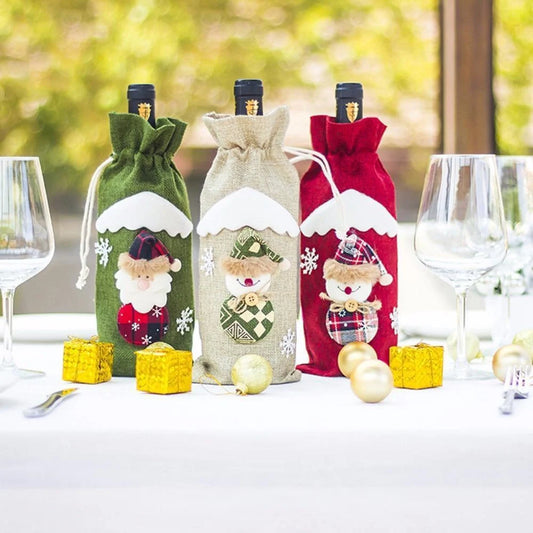 Festive Christmas wine bottle socks in vibrant colours, 14cm x 31cm