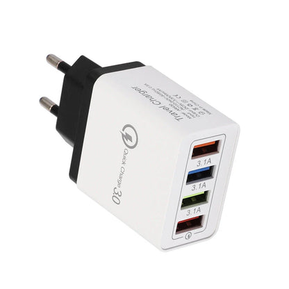 4-Port High-Speed USB Wall Charger with Quick Charge 3.0 Technology for Simultaneous Charging of Multiple Devices
