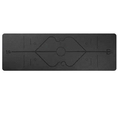 Non-slip TPE yoga mat with position lines for beginners, available in multiple colors