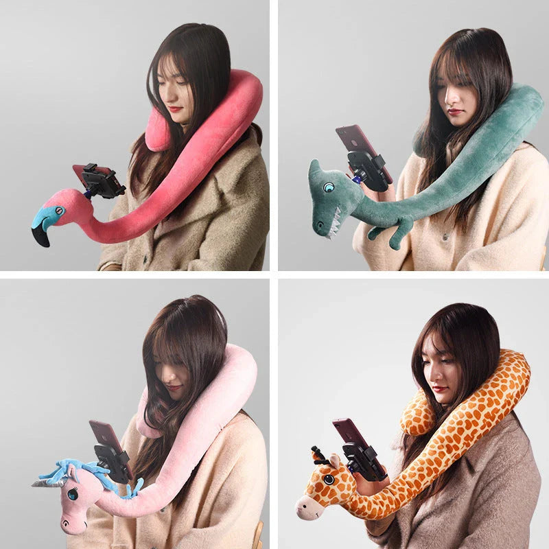 Cozy U-Shaped Pillow with Built-In Phone Holder