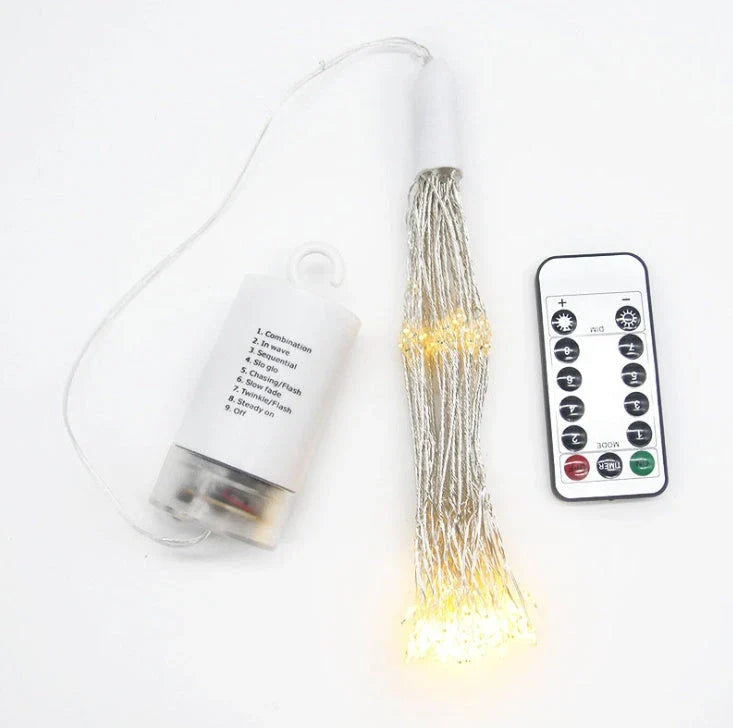 Enchanting copper wire fireworks lights with a dazzling array of colors, perfect for festive celebrations and holiday decorations