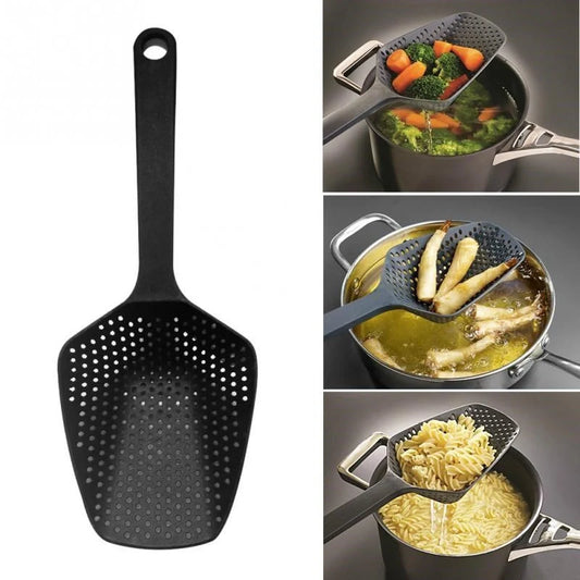 Large nylon strainer scoop colander for kitchen use, perfect for frying and soup making