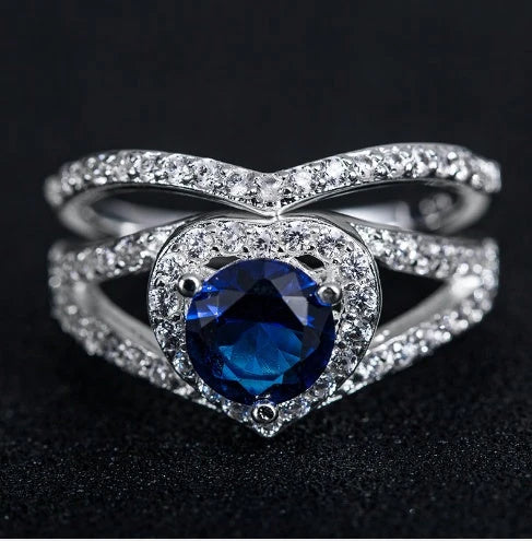 Elegant heart-shaped diamond plated ring with premium 18k platinum finish and durable alloy construction