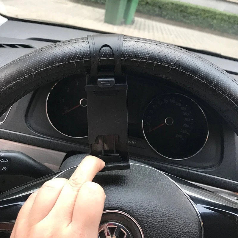Universal steering wheel phone mount for hands-free smartphone use