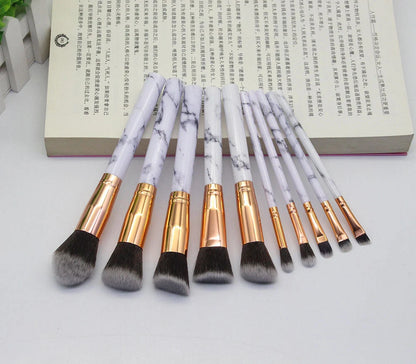 15 Marbled Design Makeup Brushes Set in various colours with roll-up case