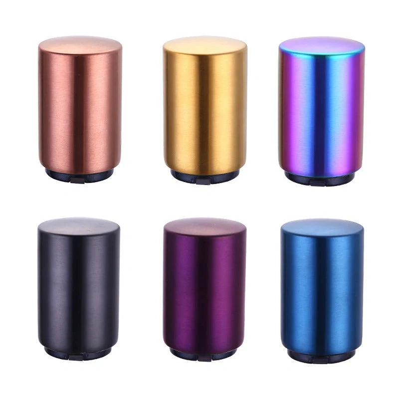 Portable magnetic automatic beer bottle opener in brushed stainless steel finish