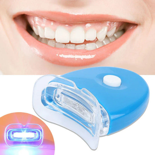 Premium blue LED teeth whitening lamp for on-the-go use, featuring compact, portable design and intelligent light technology.