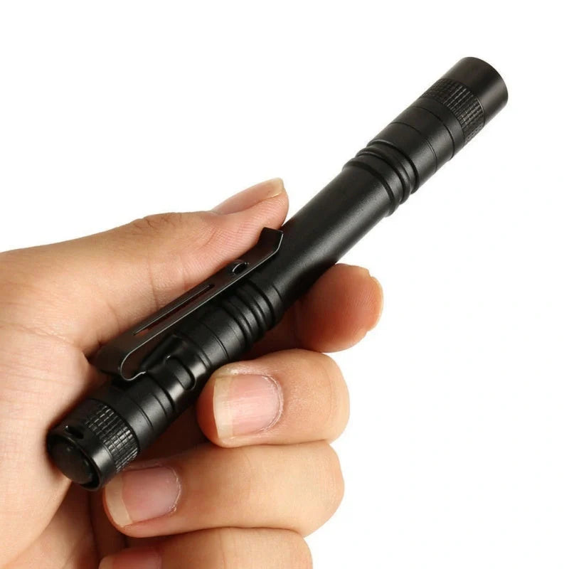 Black aluminium LED flashlight with waterproof and corrosion-resistant features