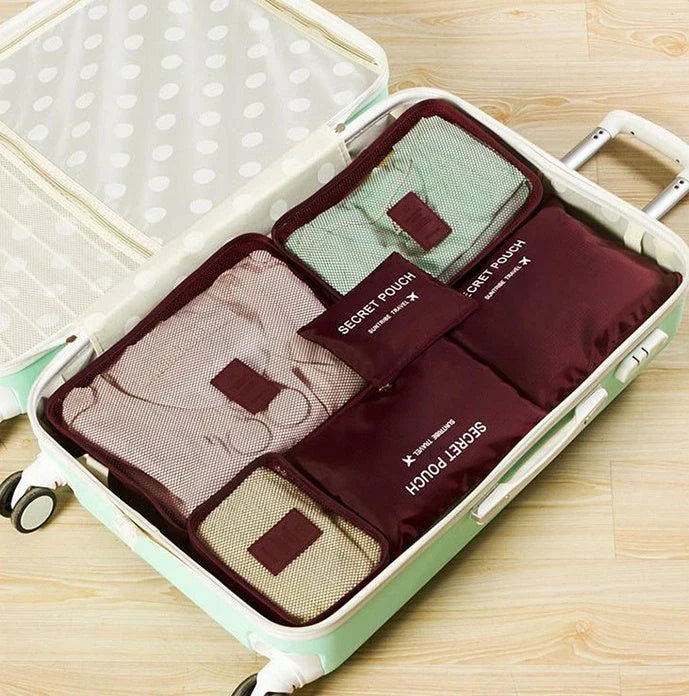 Premium waterproof nylon travel organizer set with mesh panels for easy visibility and organization